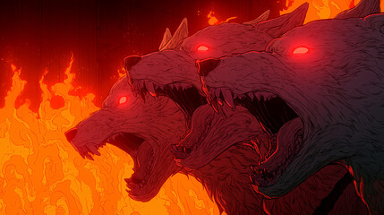 Cerberus, the furious mythological dog