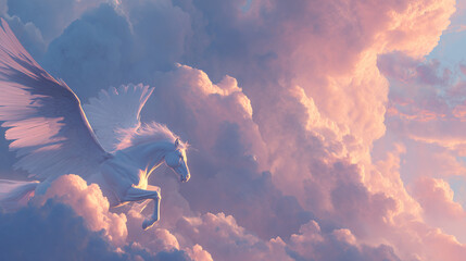 Pegasus flying through the skies