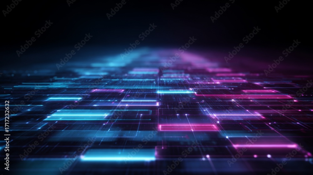 Poster abstract technology background with glowing lines and dots, futuristic innovative design for digital