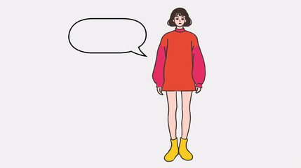 Minimal cartoon girl with speech bubble