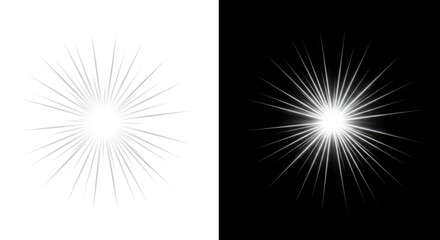 Obraz premium Abstract Glowing Light Burst on White and Black Background Illustration