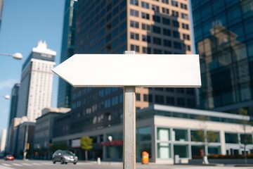 Generative AI blank directional sign in urban setting.
