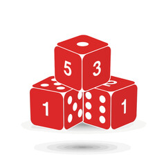 Red dice stack, representing luck, chance, and risk in games, gambling, and decision-making, perfect for exciting designs and thrilling concepts