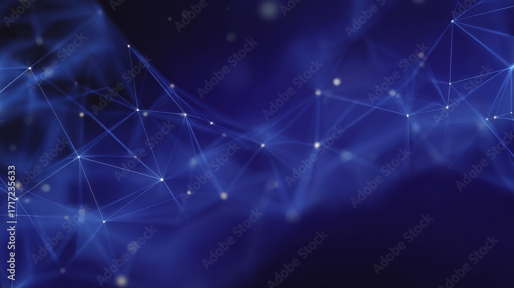 Poster abstract blue background with intertwined white lines, a modern and dynamic design for tech, science