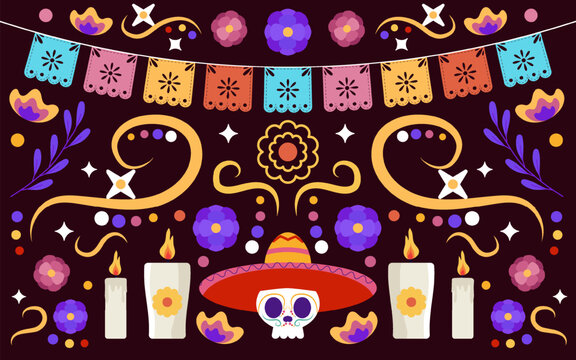 Dia de muertos concept with hand drawn background