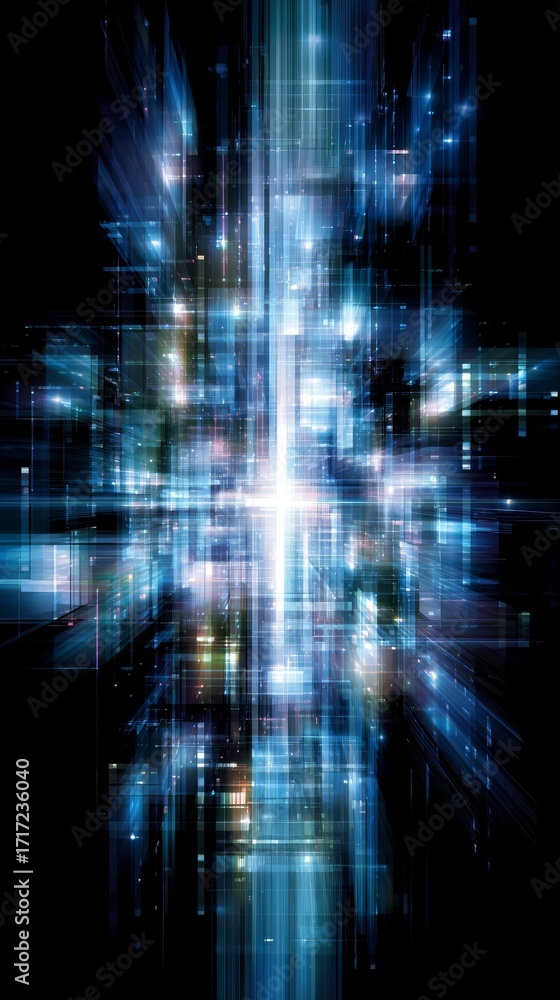 Poster abstract technology background with glowing lines and squares, futuristic digital innovation.