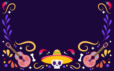 Hand drawn flat dia de muertos illustration background
