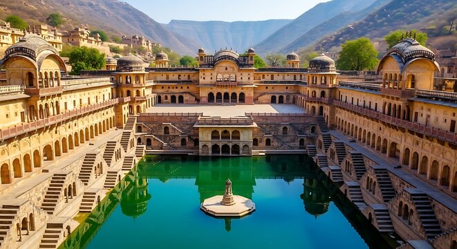 Chand baori stepwell in rajasthan, india, is a stunning example of ancient architecture