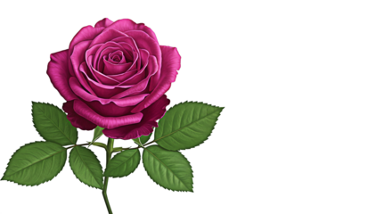 A single pink rose with water droplets isolated on transparent background