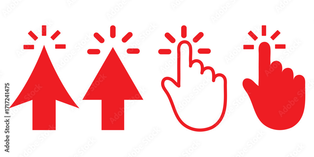Aufkleber computer mouse click cursor icon set. hand and arrow pointer cursor - stock vector.