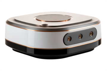 Futuristic White and Gold Electronic Device with Multiple Ports technology gadget isolated on a transparent background