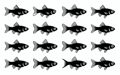 Vector art of silhouette of various goldfish species