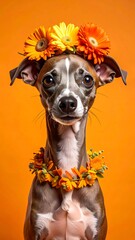 Flower Crown Dog Portrait.