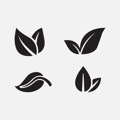 Leaf icon set vector black