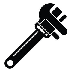 Adjustable Wrench Icon – Black Silhouette Vector Tool Illustration
