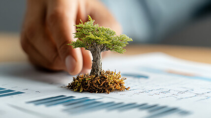 Small tree symbolizes business impact and transformation, showcasing change in growth