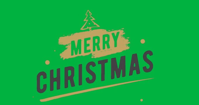 Graphic design showing MERRY CHRISTMAS text on transparent background with golden swatch tree icon