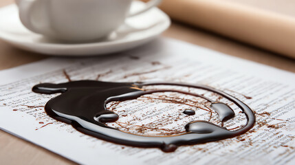 Rich chocolate spill creates striking impact page, symbolizing transformation and change