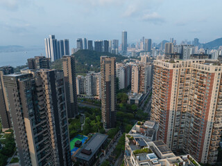 Aerial view of beautiful landscape in shenzhen city, China