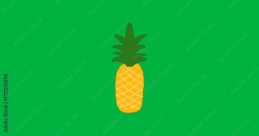 Poster graphic design team placing pineapple on transparent background, displaying yellow grid pattern