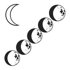 Celestial bodies crescent and full moon phases crescent moon
