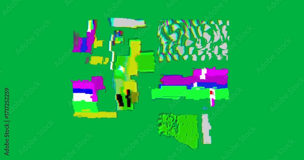 Leinwandbilder digital designer creating multicolored glitch blocks and warped shapes on transparent backdrop