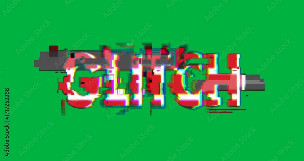 Poster text displaying glitch effect on transparent background with rgb pixel fragments for digital design