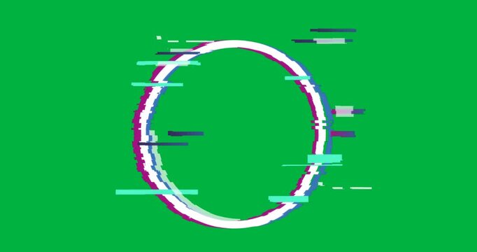 Graphic designers using stylized glitch ring in transparent canvas, showing colored distortion bars