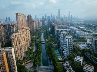 Obraz premium Aerial view of beautiful landscape in shenzhen city, China