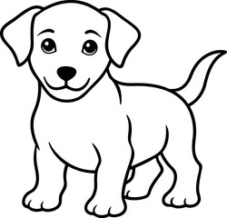 &ldquo;Cute Puppy Line Art &ndash; Simple Black and White Dog Outline Drawing