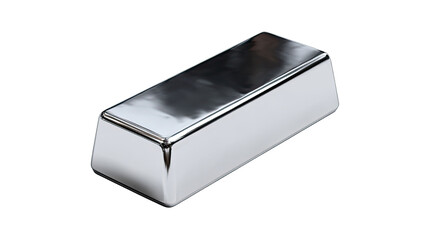 Shiny pure silver metal bullion bar wealth investment isolated on white background