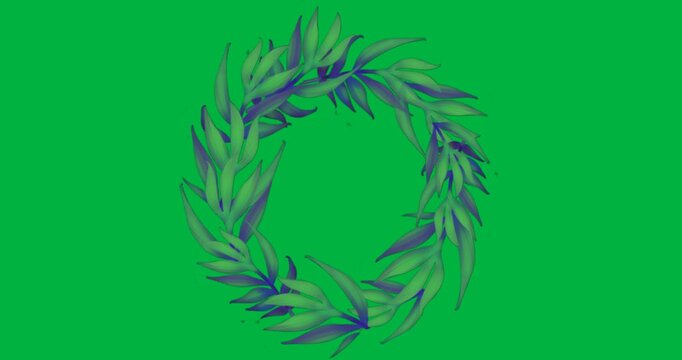 Designers working in business presentation, with gradient wreath leaves on transparent background
