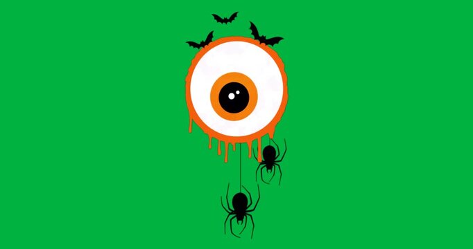 Marketers using dripping eyeball, bats and spider for Halloween design on transparent background