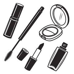 Mascara lipstick compact powder makeup bottle makeup brush