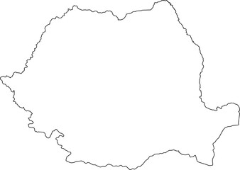 A minimalist vector outline map of Romania. Ideal for presentations, data visualization, and professional or educational infographics.

