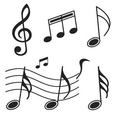 Musical notes and staff symbols treble clef eighth notes