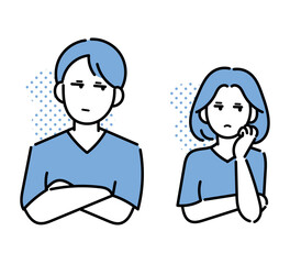 首を傾げる医師（男性と女性）のイラスト