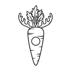 A simple line drawing of a carrot on a white background