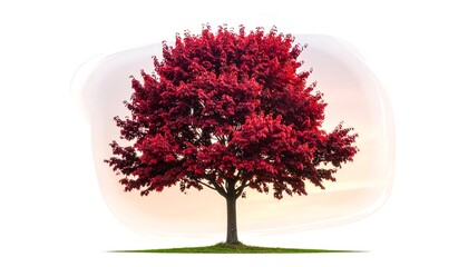 Red autumn tree in a soft-edged frame