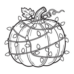 Pumpkin outline decorated with lights for fall season art