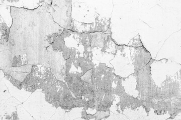 Obraz premium Peeling paint wall in black and white with aged texture for vintage architecture and weathered surface concept