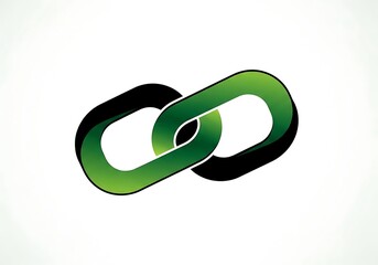 Interlocking, stylized green and black chain link design.