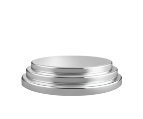 Three-tiered silver podium on a transparent background award winner isolated on a transparent background