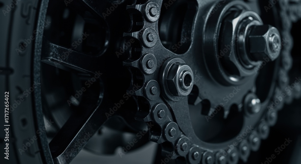 Poster gears in motion: a close-up view of intricate metal gears, capturing the precision and power of mech