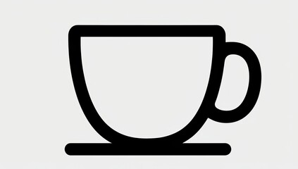 Simple outline of a coffee cup on a neutral background  