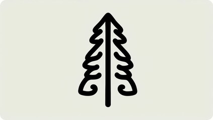 Minimalist black pine tree illustration on light background  