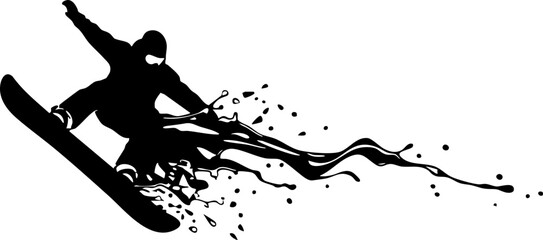 Fototapeta premium Dynamic snowboarder launching through splash effect, capturing extreme winter sports thrill and action