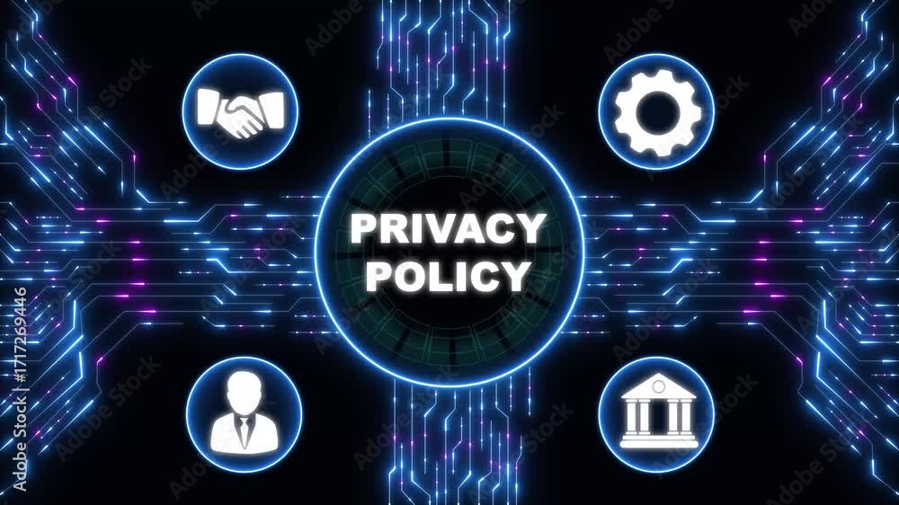 Poster data protection cyber security privacy business internet technology concept.data moving on circuit b