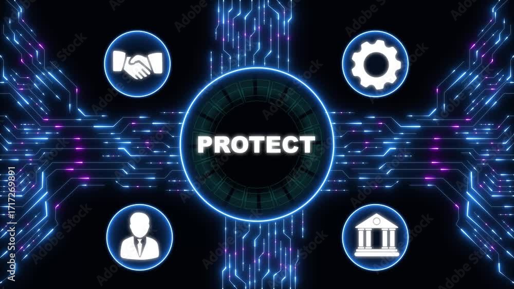 Poster cyber security data protection business technology privacy concept.cyber security data protection bu