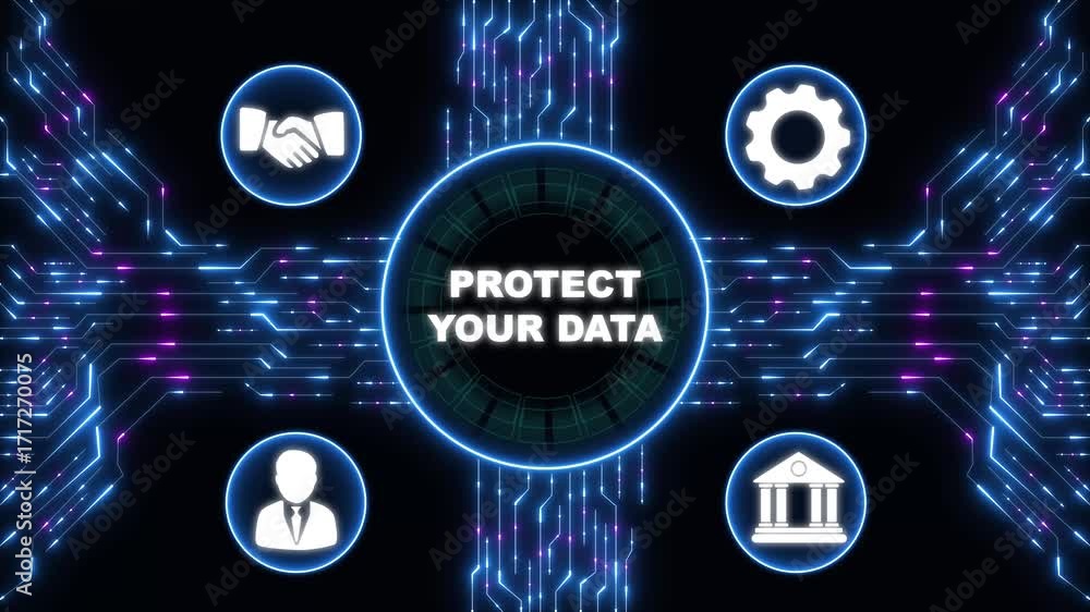 Poster cyber security data protection business technology privacy concept.cyber security data protection bu